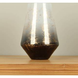 👉 Glazen vaas zwart black/gold, 27 cm