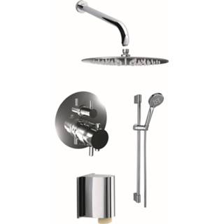 👉 Chroom messing thermostatisch Shower Set bouw knop keramisch rond Regendoucheset Inbouw Bongio met Handdoucheset 8719304922049