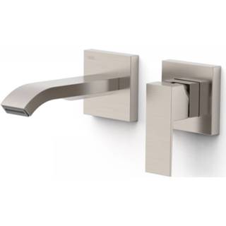 👉 Wastafelmengkraan RVS Inbouw Tres Cuadro Exclusive 2 Delen Korte Licht Gebogen Uitloop en Hendel 8429546535159