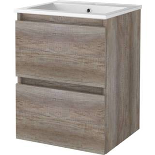 👉 Badmeubelset Aquasplash Salt 50x46 cm Greeploos 2 Lades Met Wastafel 1 Kraangat Whisky Oak 8719304925002