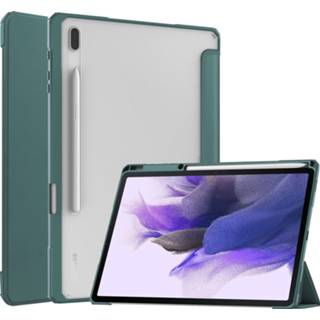 👉 Pencil transparante groen active Case2go - Samsung Galaxy Tab S7 FE Hoes Tri-Fold Cover Met Houder Donker 8719793149156