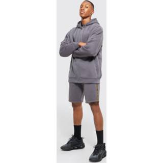 Oversized Reflecterend Man Trainingspak Met Shorts En Panelen, Charcoal