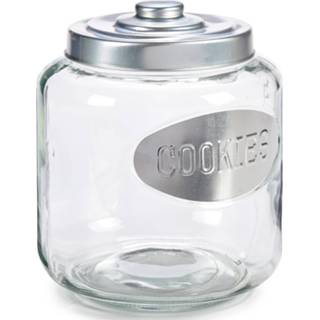 👉 Zilverkleurige transparant glas Glazen koektrommel/snoepjes/koekjes voorraad pot met deksel 4000 ml