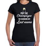 👉 Shirt zwart katoen vrouwen Pop champagne changing last name t-shirt voor dames