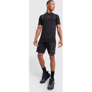 👉 Man Muscle Fit Set Met Shorts En Biezen, Black