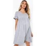 👉 Maternity V Neck Smock Dress, Grey Marl