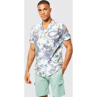 👉 Slub Dragon Overhemd Met Revers Kraag, White