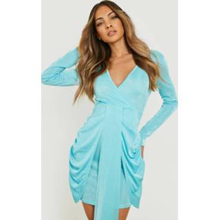 👉 Gedrapeerde Strakke Acetate Mini Jurk, Mint