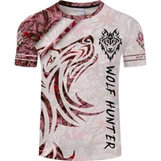 👉 Casual short rode active mannen Wolf 3D Gedrukt Patroon Mouw T-shirt voor (Kleur: MTX1006 Grootte: s)