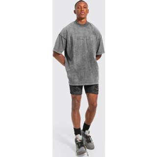 Oversized Gebleekte Top Met Brede Nek En Shorts Set, Charcoal