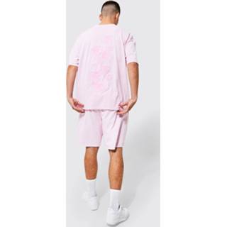 👉 Oversized Overdye Palm Print La Set Met Shorts, Light Pink