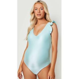 👉 Zwangerschap Badpak Met Geplooide Schouders, Light Blue