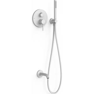 👉 Badkraan wit Inbouw Tres Study Exclusive met Staafhanddouche, Wanduitloop en Mengkraan Rapid Box Mat 8429546539928