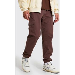 Tall Slim Fit Cargo Broek, Chocolate