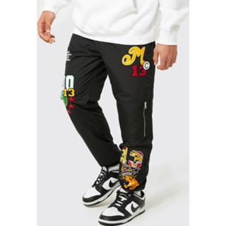 👉 Relaxed Fit Varsity Zip Hem Cargo Pants, Black