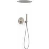 👉 RVS Regendoucheset Inbouw Tres Study Exclusive Rond 38 cm Met Plafonddouche en Handdoucheset Staafhanddouche 8429546539621