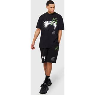 👉 Tall Graffiti Trainingspak Met T-Shirt En Shorts, Black