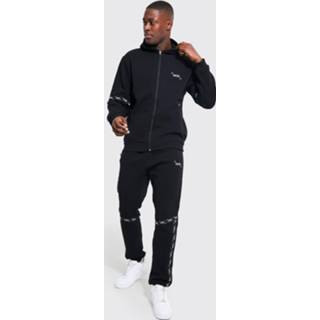 👉 Zip Hooded Tracksuit With Man Tape, Black