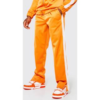 👉 Gestreepte Baggy Tricot Joggingbroek Met Split, Orange