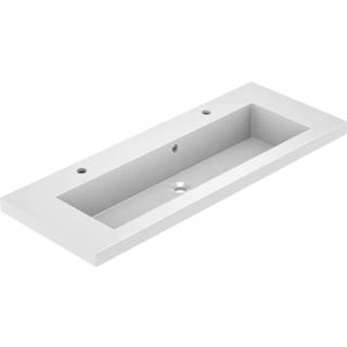 👉 Wastafel wit male Allibert Kole 120cm enkele wasbak glanzend 3588560367315