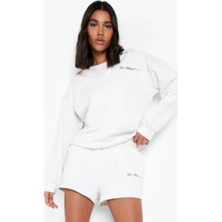 👉 Trainingspak Met Trui Met Tekst In De Kraag En Shorts, White