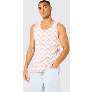 👉 Gebreid Jacquard Hemd Met Contrasterende Stiksels, Pink