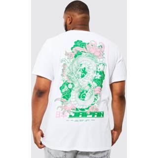 Plus Longline Dragon Back Print T-Shirt, White