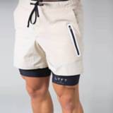👉 Fitness short kaki XL active mannen LYFT Losse Dubbellaag Sneldrogend Shorts voor (Kleur: Khaki Maat: XL)