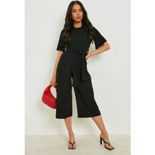 👉 Petite Culotte Jumpsuit Met Ceintuur, Black