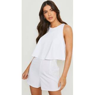 👉 Romper Met Racer Hals En Laagjes, White