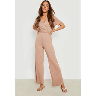 Wide Leg Wikkel Jumpsuit, Camel