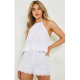 👉 Broderie Romper Met Laagjes En Bandjes, White