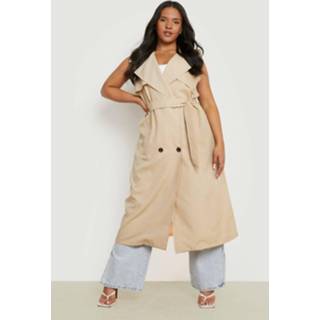 👉 Plus Mouwloze Trenchcoat, Stone