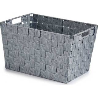 Opbergmand zilvergrijs grijs stof Kast/badkamer opbergmandjes 35 x 25 20 cm