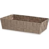 👉 Opbergmand beige stof Kast/badkamer opbergmandjes 34 x 21 8,5 cm