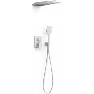 👉 Hand douche wit Regendoucheset Inbouw Tres Project Vierkant 30 cm Met Wanddouche en Handdoucheset Vierkante Handdouche Rapid Box Mat 8429546538792