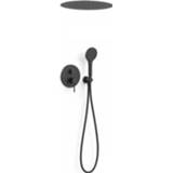 👉 Hand douche zwart Regendoucheset Inbouw Tres Study Exclusive Rond 38 cm Met Plafonddouche en Handdoucheset Ronde Handdouche Rapid Box Mat 8429546539874