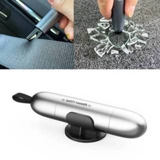 👉 Hamer zilver active 2 in 1 Auto Multifunctionele Veiligheid Redding Levensreddende Ontsnappen Noodhamer Gordelsnijder Vensterglasbreker (Zilver)