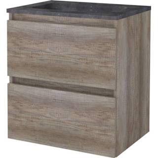 👉 Badmeubelset Aquasplash Salt 60x46 cm Greeploos 2 Lades Met Wastafel Hardsteen 1 Kraangat Scotch Oak 8719304926696