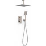 👉 Hand douche RVS Regendoucheset Inbouw Tres Project Vierkant 30 cm Met Plafondarm en Handdoucheset Vierkante Handdouche Rapid Box 8429546537993