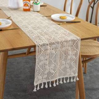 👉 Tafelkleed active Verbreed en gestikt rustiek gebreid holle tafelkleed, maat: 30x180cm (vlinder dubbele stiksels)
