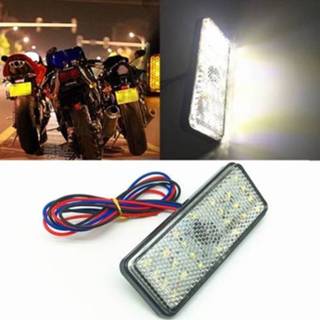 👉 Motorfiet rood wit active 2 STUKS Motorfiets Aanhangwagen DC 12-15 V 24-LED Indicator Lamp Reflector Rechthoek Marker Achterlicht, Lichtkleur: (Stabiel + Flitsverlichting) (Wit)