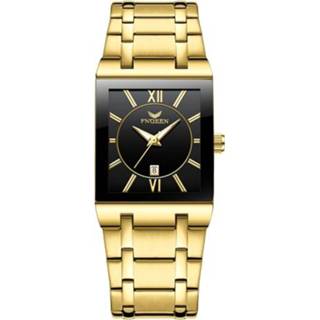 👉 Kalender zwart goud active mannen Fngeen 3627 waterdichte vierkant horloge (volledig oppervlak)