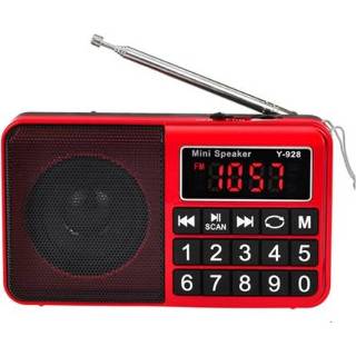 👉 FM-radio rood active Y-928 LED-weergave MP3-ondersteuning TF-kaart U-schijf (rood)