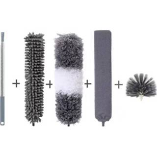 👉 Borstel grijs wit active 2.5m Intrekbare One Staaf Multi-Head Cleaning Tool Set Pole + Schnaute Slit Grijs-wit Hoofd Sky Brush