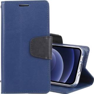 👉 Dagboek blauw leer active Goosspery Sonata Horizontale Flip Leren Case met Houder&Card Slots&Portemonnee voor iPhone 13 Mini (Navy Blue)