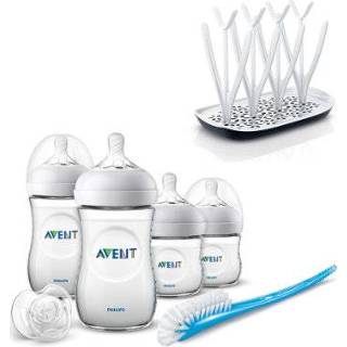 👉 Droogrek jongens wit baby's Philips Avent Startset met babyflessenset SCD301/01 Naturnah 2.0 en SCF149/00