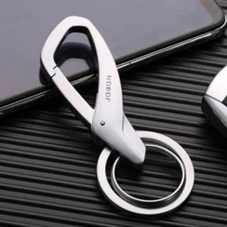 👉 Keychain active Jobon ZB-197 Auto Taille Opknoping Double Ring Metal Sleutelhanger (Chrome)