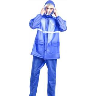 👉 Regenjas blauw l active Volwassen Anti-Riot HD Double Brim Raincoat Rainpants Sets, Grootte: (Sea Blue)