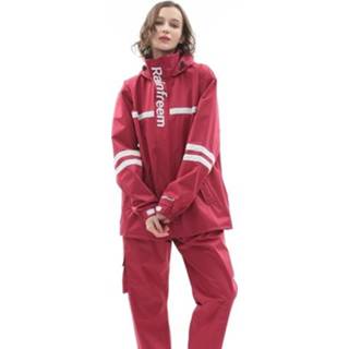 👉 Regenjas rood m active Raninfreem Outdoor Fashion Double Riding Reflection Raincoat Rain Pants Suit (Jujube Red)